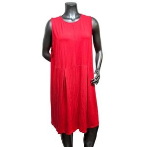 J. Jill Wearever Red Sleeveless Pleated Knit Dress XL KDR093941